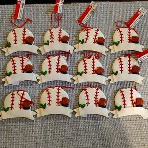 Set of 12 baseball ornaments